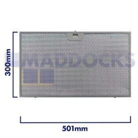 Universele afzuigkapfilter van gaas, lengte handgreepzijde 506 mm, lengte effen zijde 300 mm, past op BSH