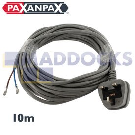 Compatibele grijze kabel en 13A-pluginrichting voor Dyson DC02/03/04/07 (2 pinnen x 0,75 mm, pen op 4,8 mm, 10 m)