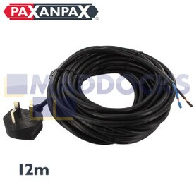 Universele zwarte kabel en 13A-pluginrichting (2 pinnen x 1,0 mm, 12m)