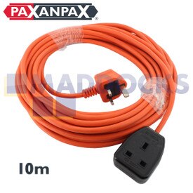 Universeel oranje verlengsnoer en pluggen met stopcontact (3 pinnen x 1,5 mm, 10 m)