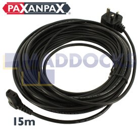 Universele zwarte kabel en 13A-pluginrichting met niet-herbedraadbare 250V 10A vierkante aansluiting (2 pinnen x 1,00 mm, 15 m)
