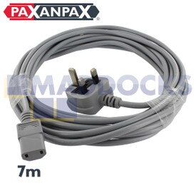 Compatibele grijze kabel en 13A-pluginrichting voor Nilfisk (2 pinnen x 1,0 mm, 7 m + 10A, 2-pinsaansluiting)