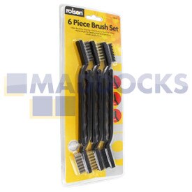 Echte originele Rolson Tools messing, nylon en staal 175 mm (7") schuurborstelset (pak van 6)