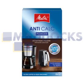 Echt origineel Melitta 'Anti-Calc' ontkalkingspoeder voor koffiemachines en waterkokers (6x20g)