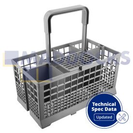 Universele grijze bestekmand voor Bosch, Hotpoint, Neff, Siemens, Smeg (240 mm x 135 mm x 125 mm)