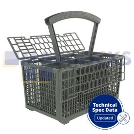 Universele grijze bestekmand van het type 'Deluxe' voor Bosch, Hotpoint, Neff, Siemens, Smeg (240 mm x 135 mm x 125 mm)