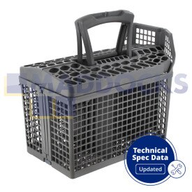 Originele universele donkergrijze plastic bestekmand met handvat en 6 vakken voor AEG, Electrolux, Zanussi (150 mm x 280 mm x 250 mm)