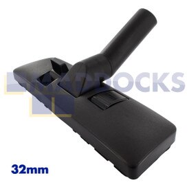 Universele zwart plastic zuigmond met dubbele pedaal voor het reinigen van vloeren met verlengde nekelleboog (32 mm x 300 mm)